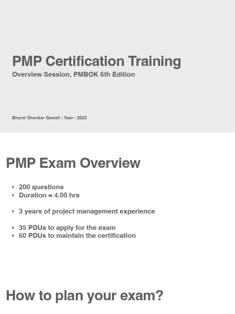 PMP Certification Training Overview | PDF | Project Management ...