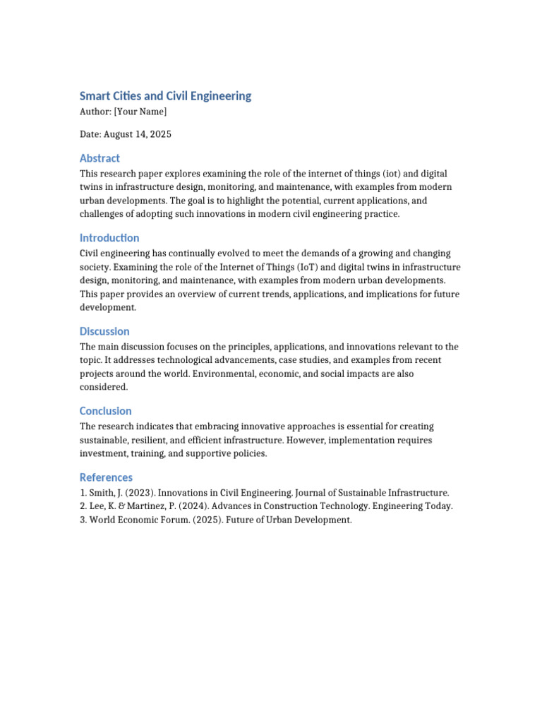 Smart Cities and Civil Engineering | PDF