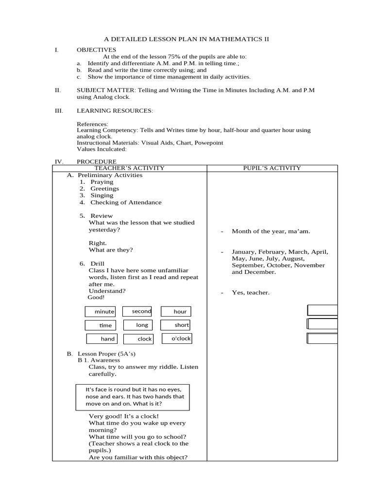 A Detailed Lesson Plan in Mathematics 2 | PDF | Human Communication ...