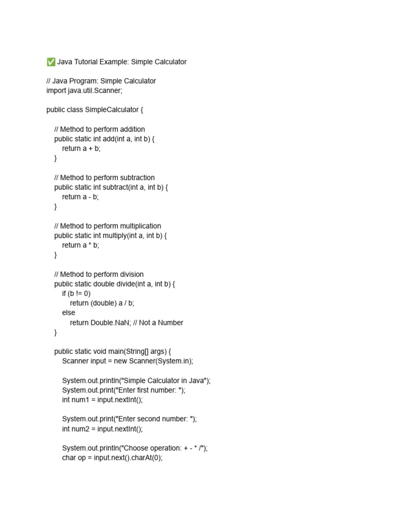 Java Calculator and Programming Basics | PDF | Inheritance (Object ...