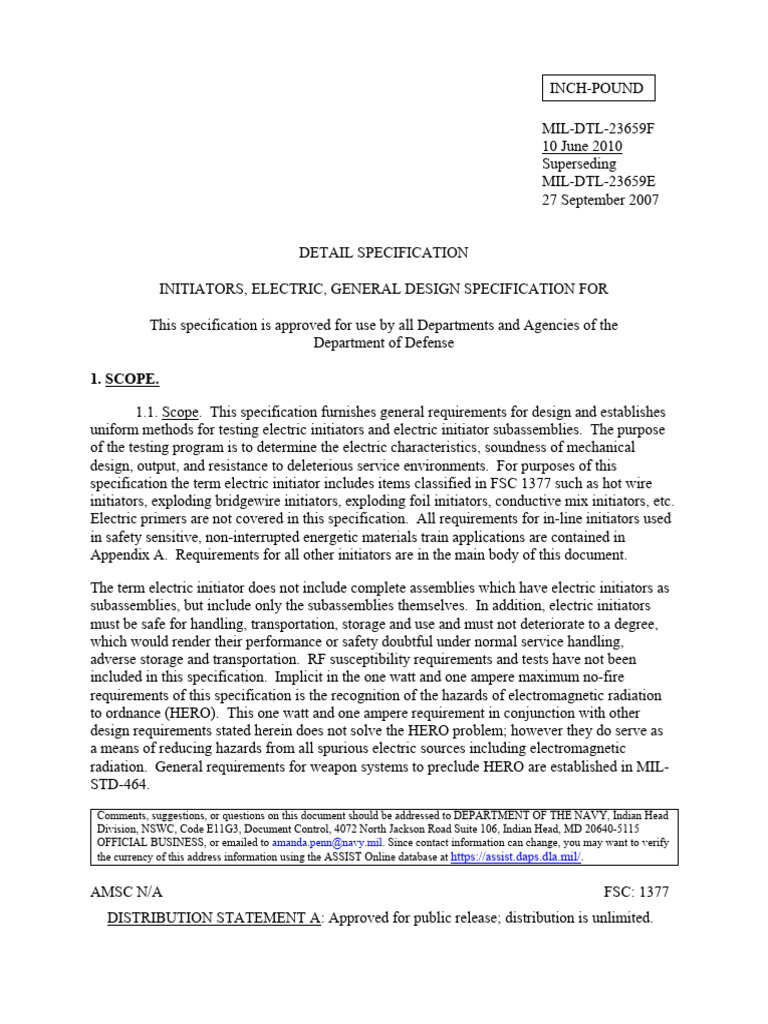 Electric Initiators Design Specification | PDF | Relative Humidity ...