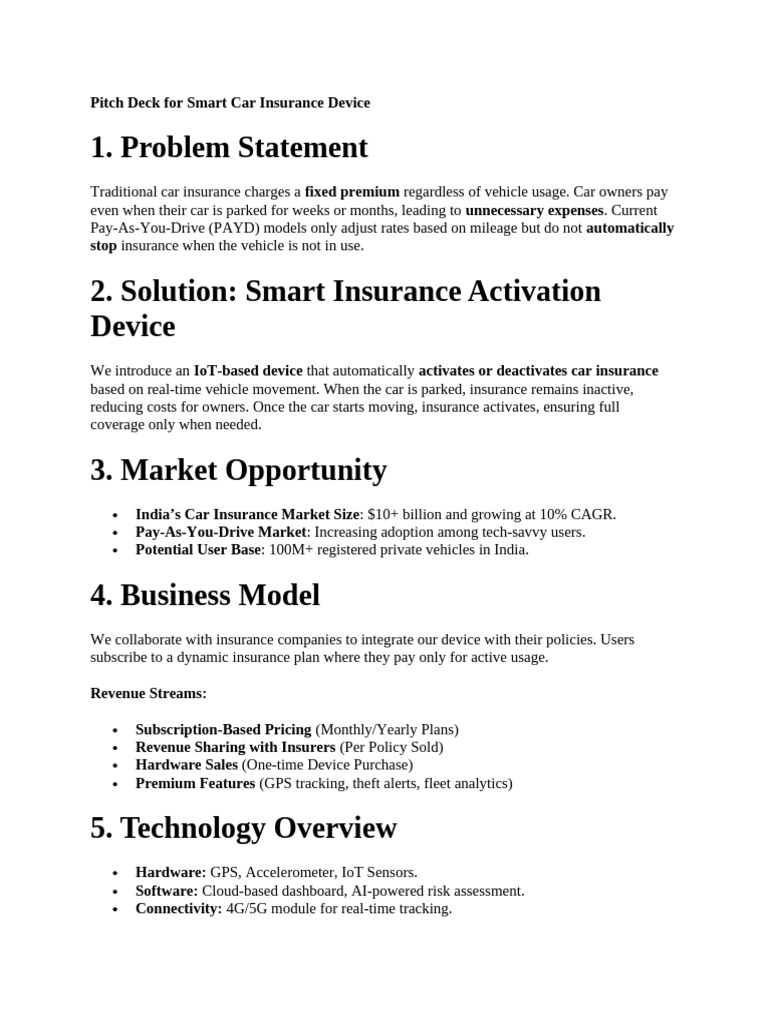 Smart Pay-As-You-Drive Insurance Solution | PDF | Insurance | Pricing