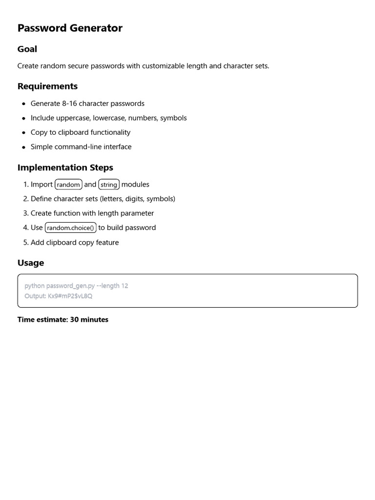 Python Password Generator Script | PDF
