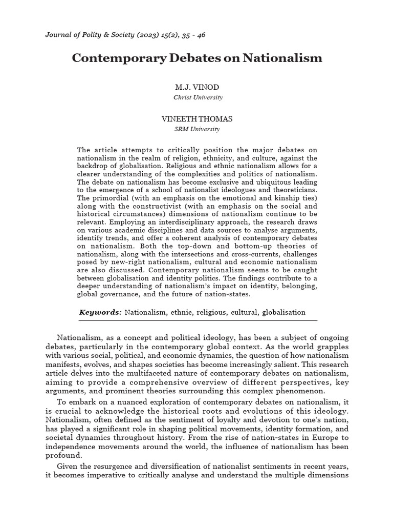 Contemporary Debate On Nationalism | PDF | Nationalism | Nation