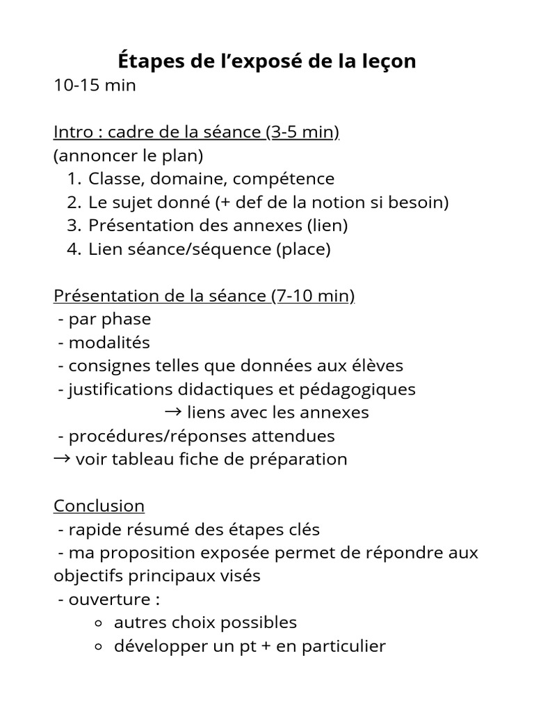 Exposé de leçon pour le CRPE | PDF