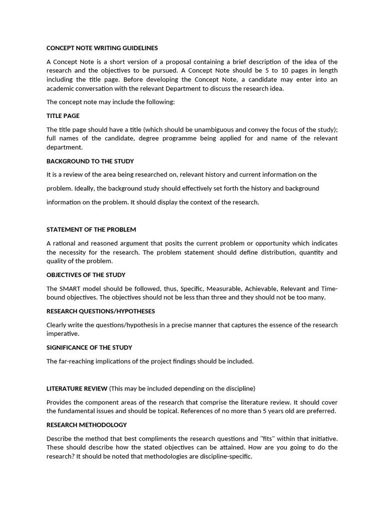 Guidelines for Writing a Concept Note | PDF
