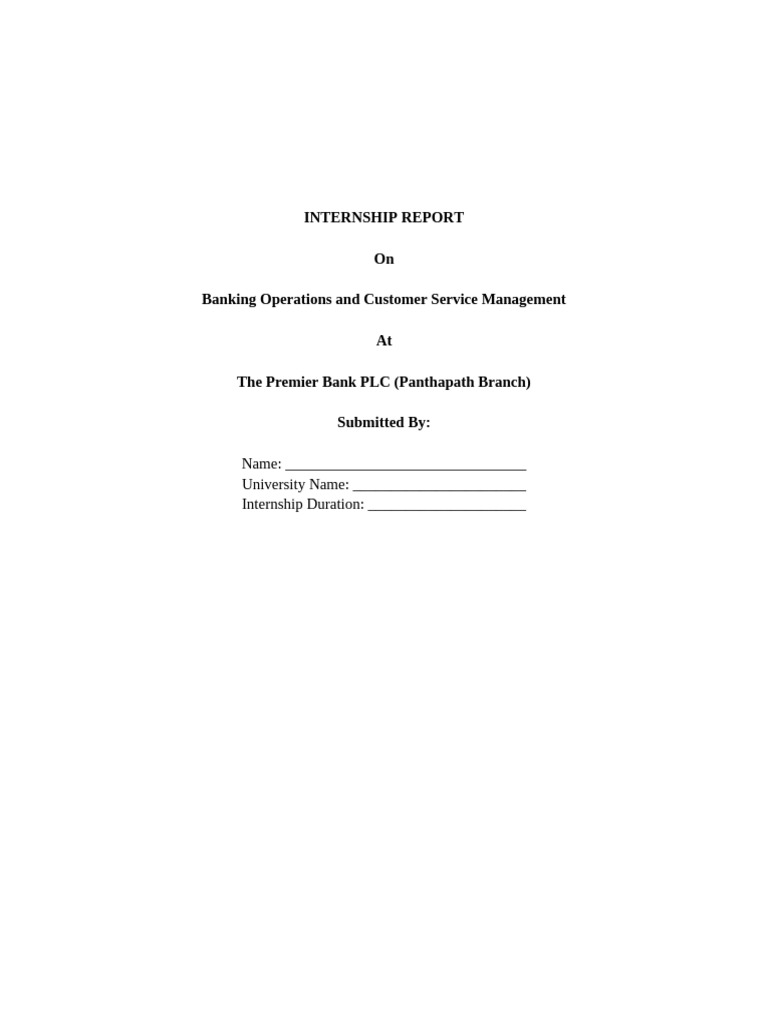 Internship Report on Banking Operations | PDF | Customer | Business