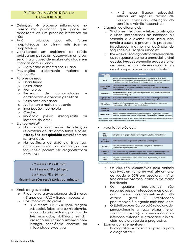 Pneumonia Adquirida na Comunidade em Crianças | PDF | Pneumonia | Infecção