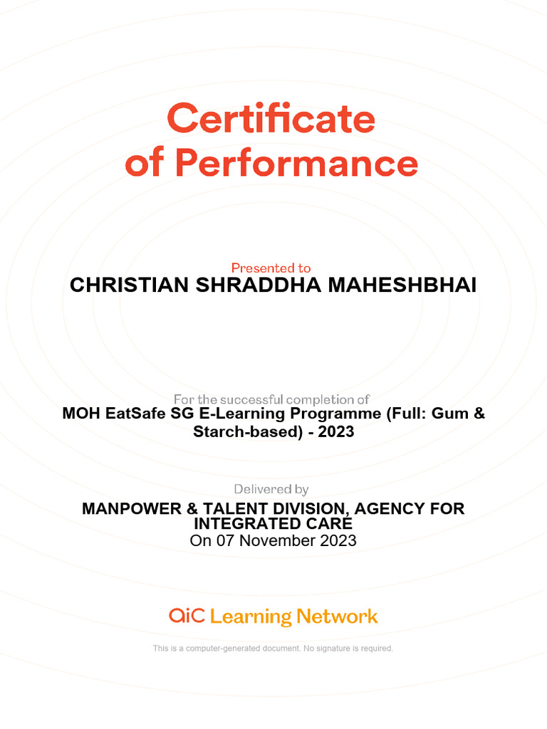 AICLN Cert Performance Template (Full Name) MTD | PDF