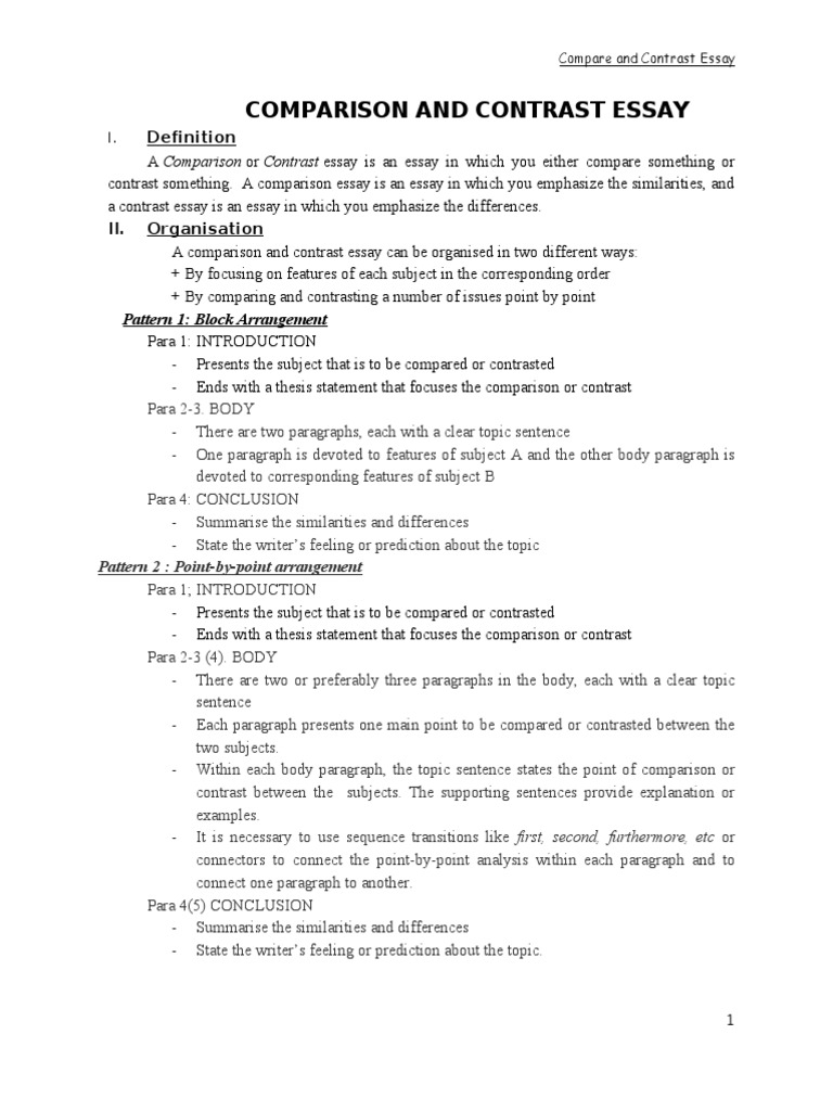 Comparison and Contrast Essay Guide | PDF | Essays | International ...