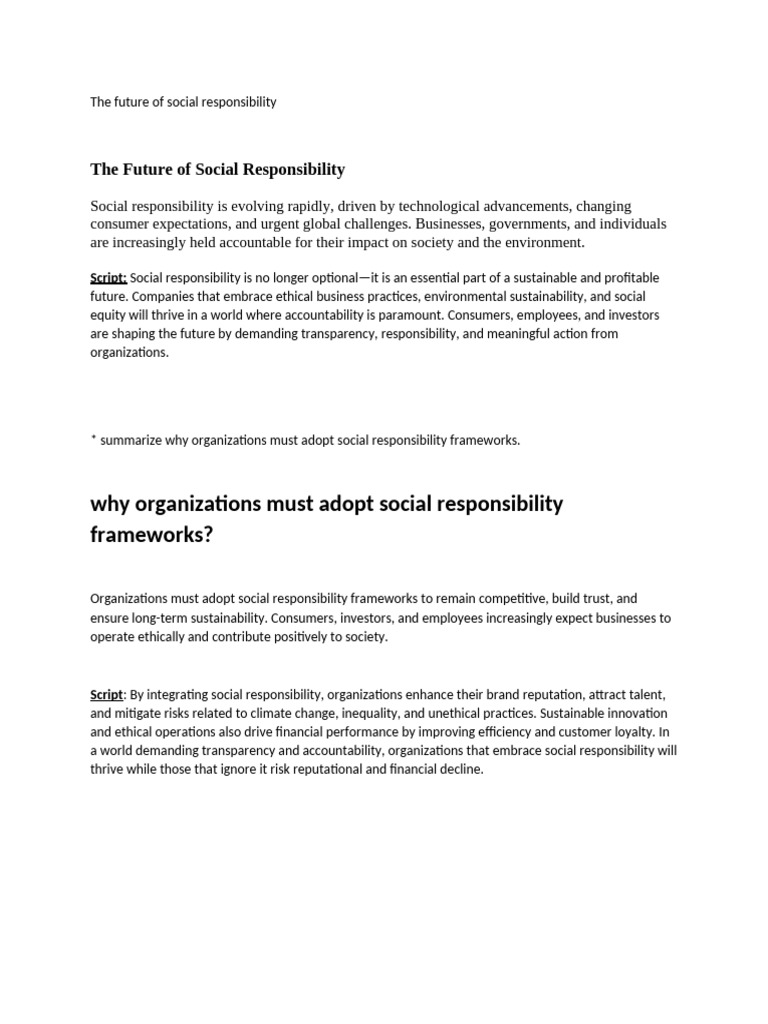 Future of Social Responsibility Trends | PDF | Sustainability | Innovation