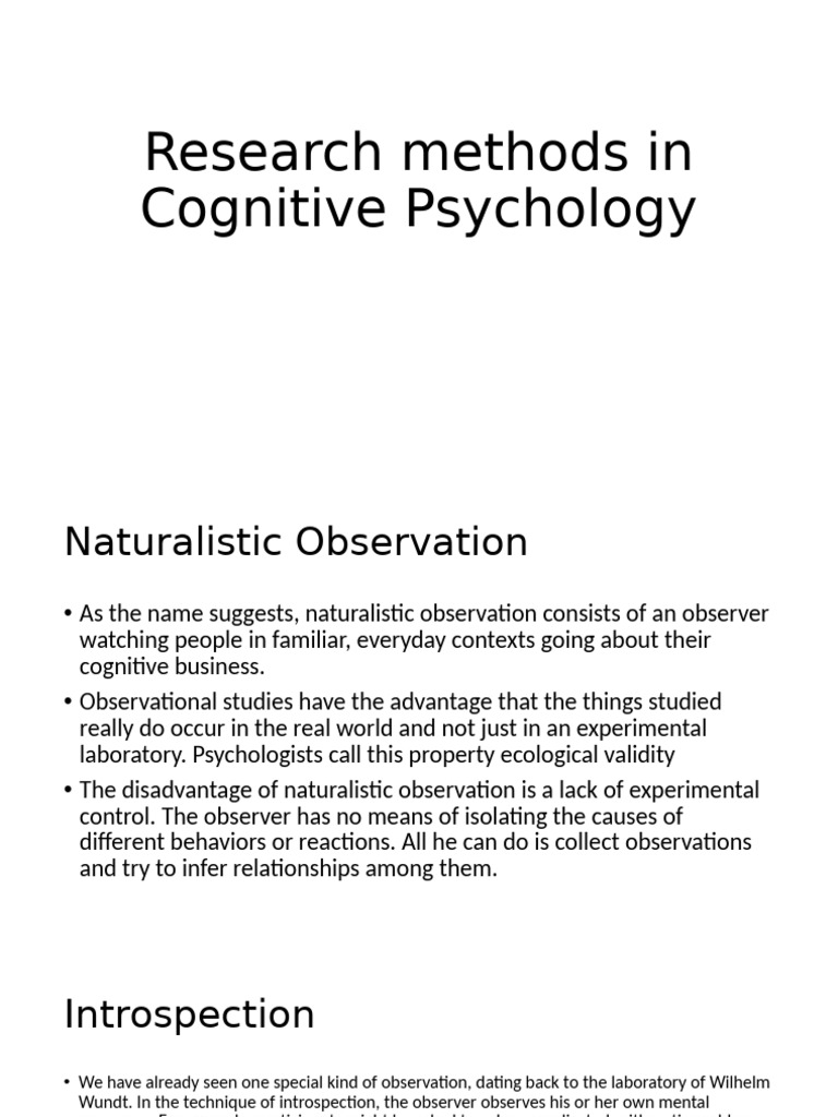 Research Methods in Cognitive Psychology TYBA | PDF | Experiment ...
