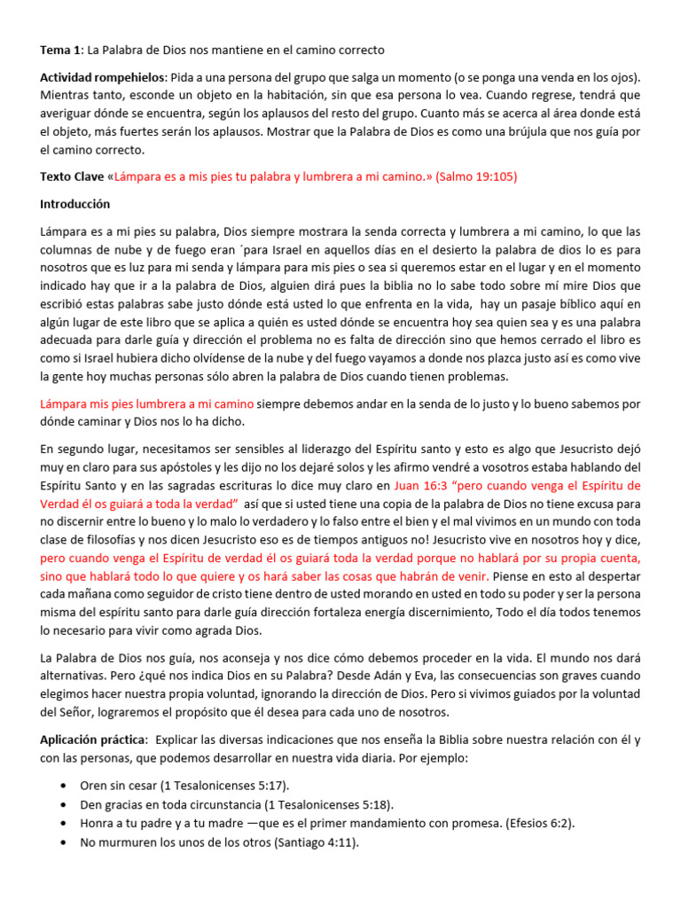 La Palabra de Dios como Guía Vital | PDF | Verdad | Biblia
