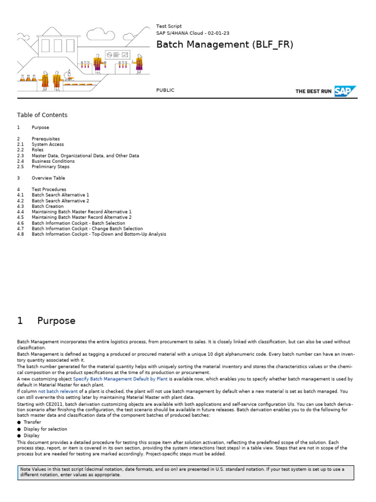 SAP S/4HANA Cloud Batch Management Test | PDF | Information | Computing