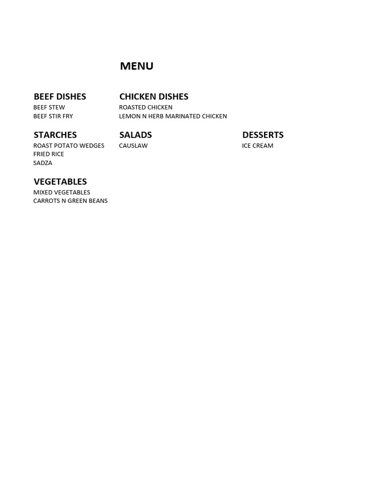 Harvest Nutrition Menu Overview | PDF