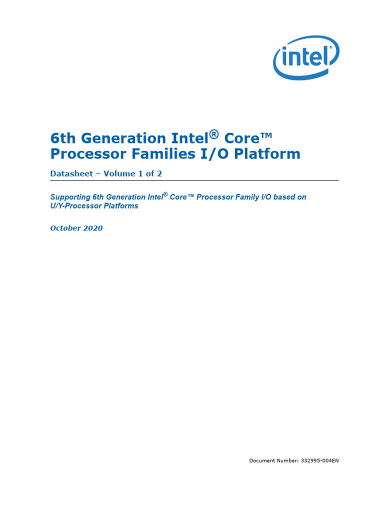 6th Gen Intel Core Processor I/O Datasheet | PDF | Intel | Computer Science