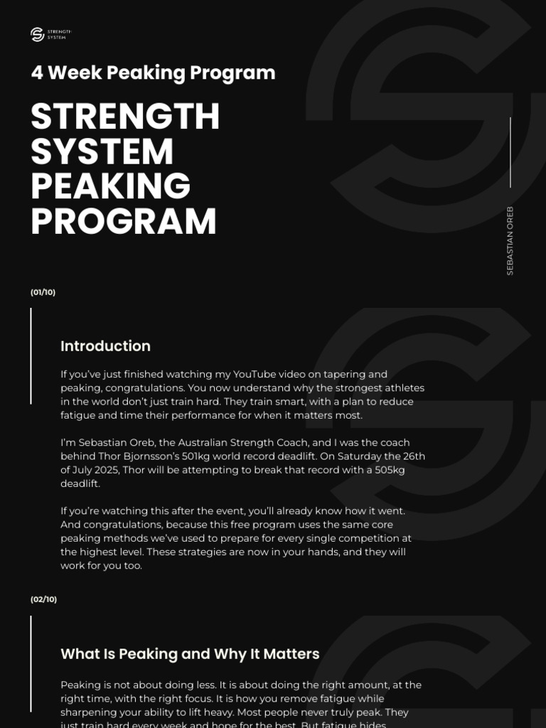 4-Week Powerlifting Peaking Plan | PDF | Weight | Management Of Obesity