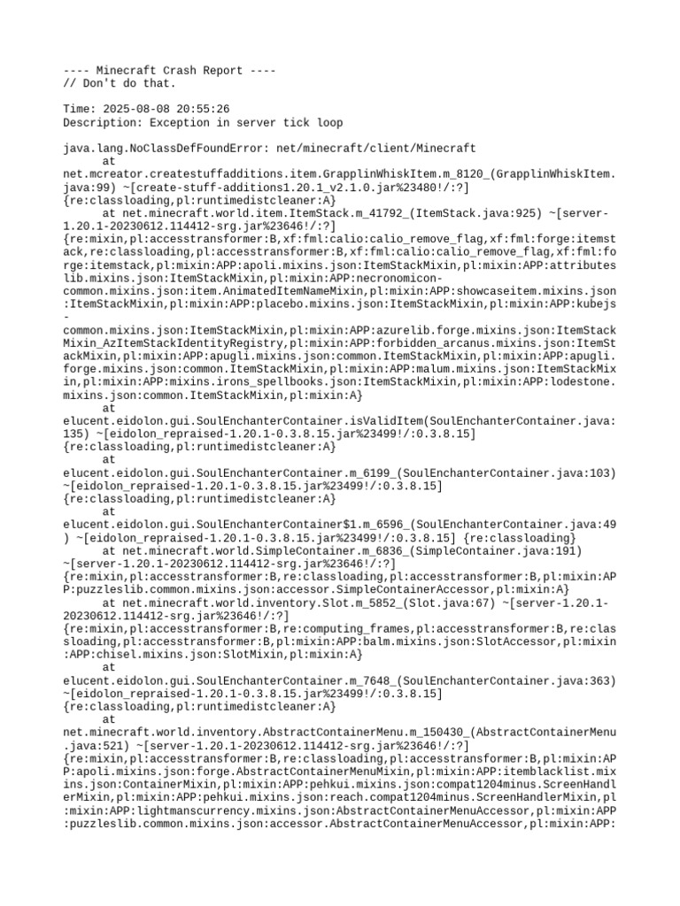 Minecraft Server Crash Report Analysis | PDF | Java Virtual Machine ...