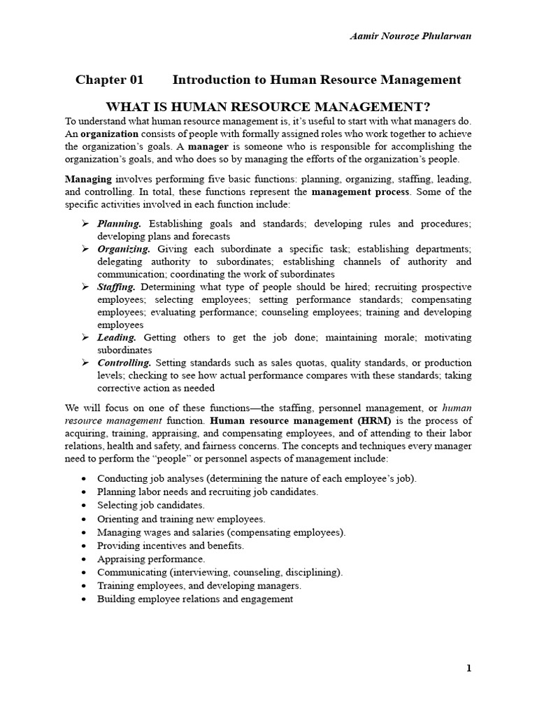 Introduction to Human Resource Management | PDF | Human Resource ...