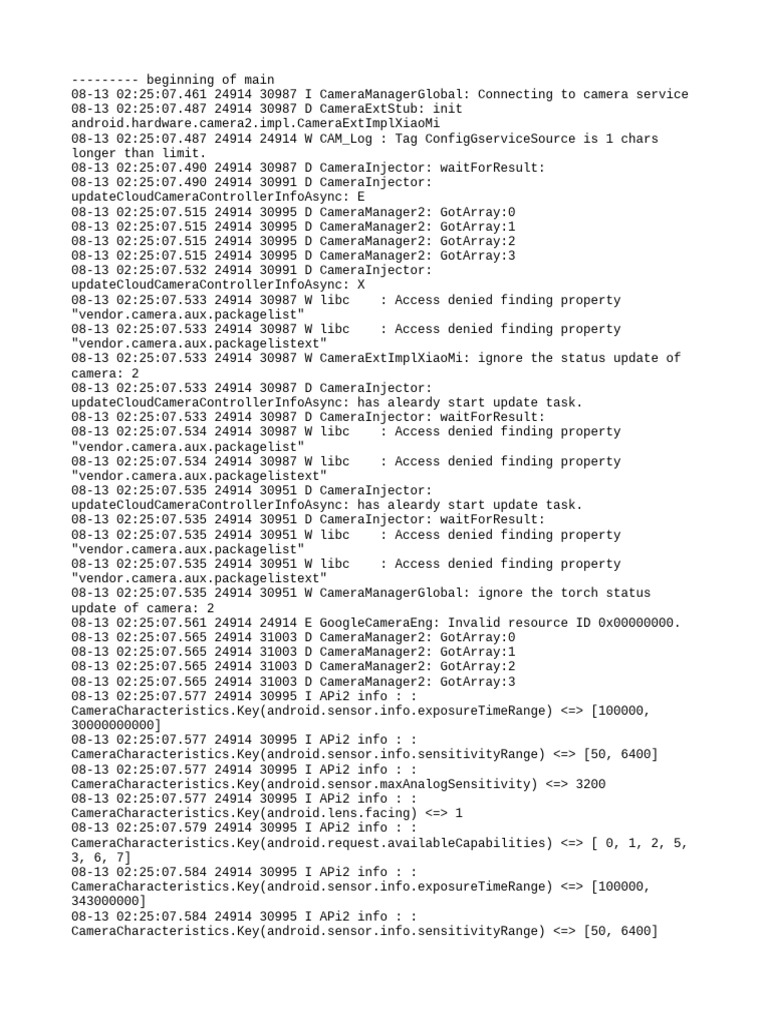 Camera Service Connection Log | PDF | Computer Science | System Software