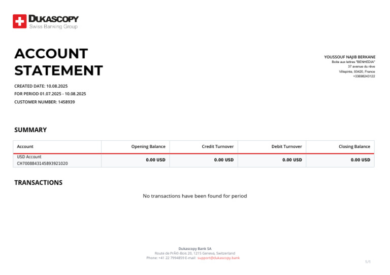 Account Statement U.S.aaccount | PDF