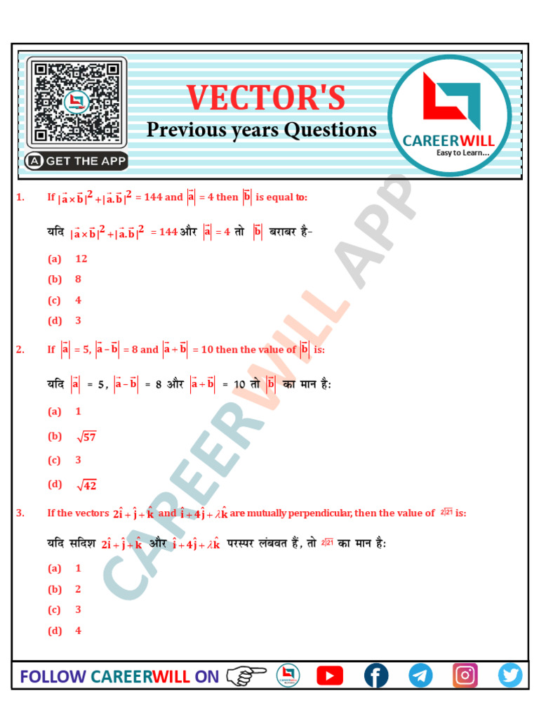 Vector Questions and Solutions | PDF | Euclid | Mathematics