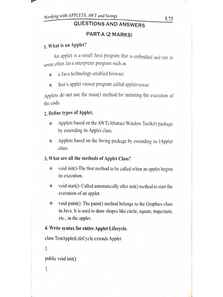 Java - UNIT - 5 2marks | PDF