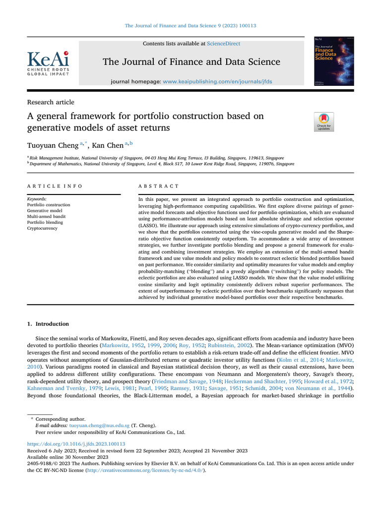 A General Framework For Portfolio Construction Based On Generative ...