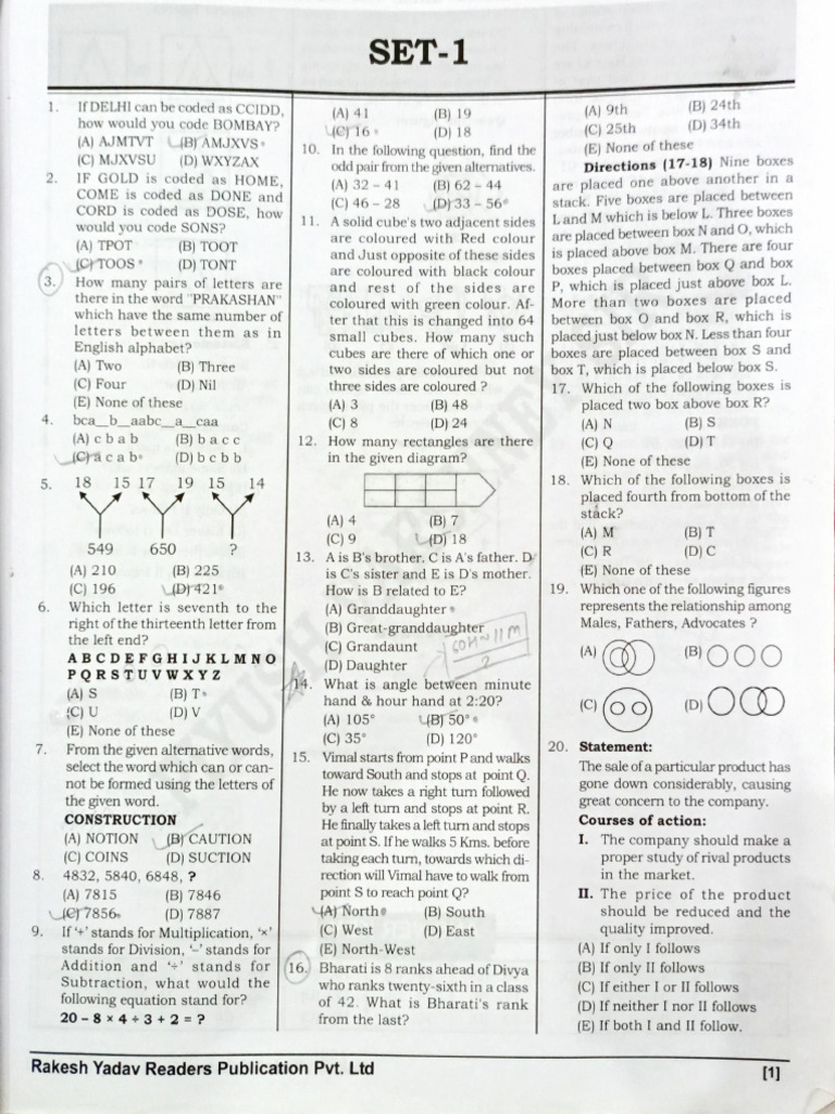 Coding and Logical Reasoning Questions | PDF | Matrix (Mathematics ...