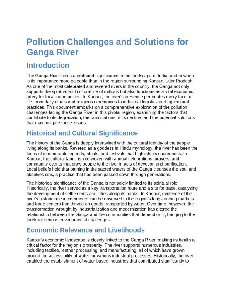 Pollution Challenges and Solutions For Ganga River | PDF | Water ...