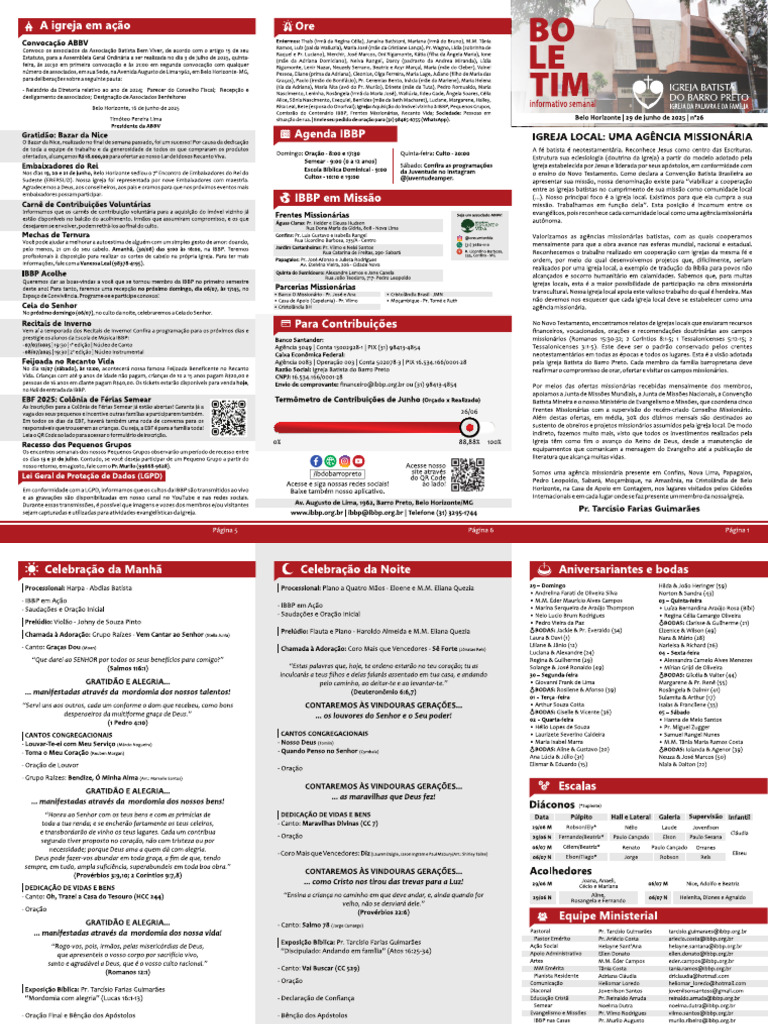 Boletim IBBP - 29-06-2025 | PDF