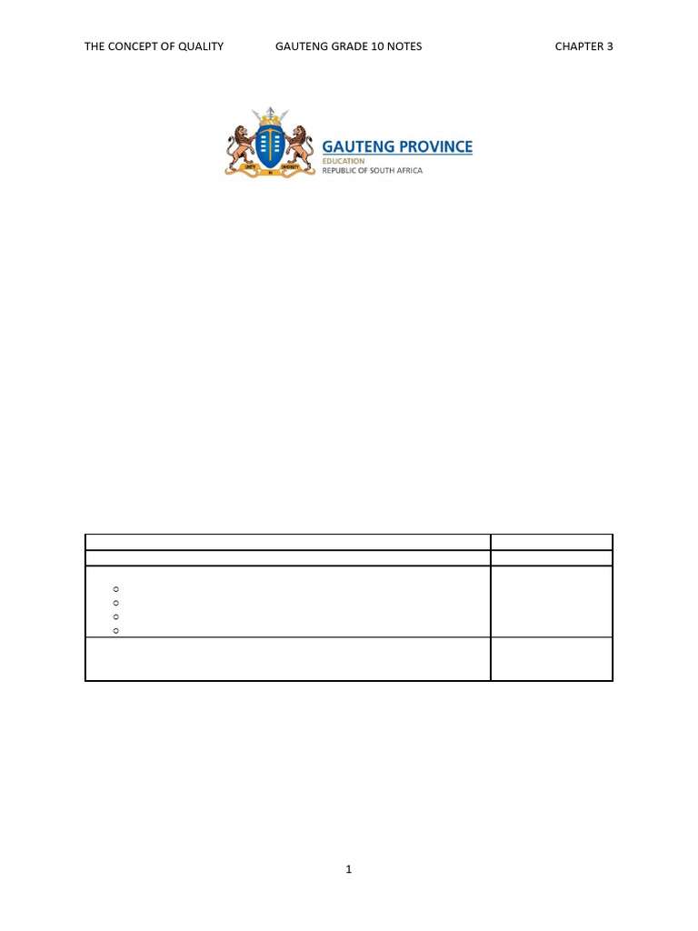 TEACHER_S COPY BSTD GRADE 10 CHAPTER 3 WEEK 6 CONCEPT OF QUALITY | PDF ...