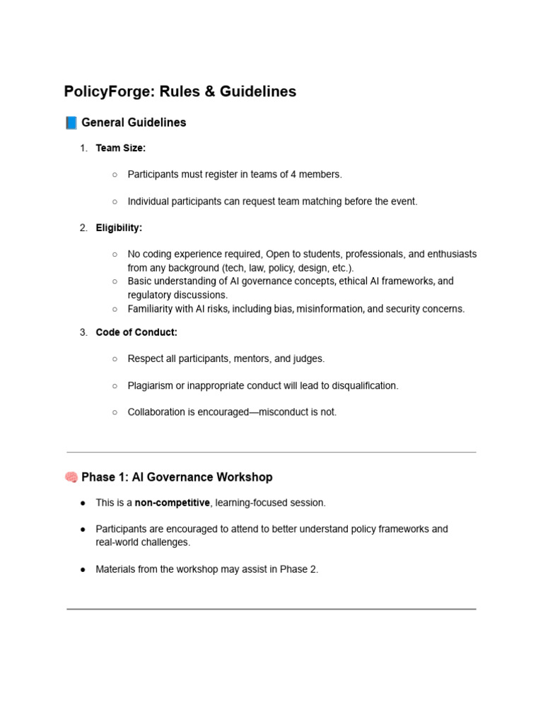 AI Governance Hackathon Guidelines | PDF