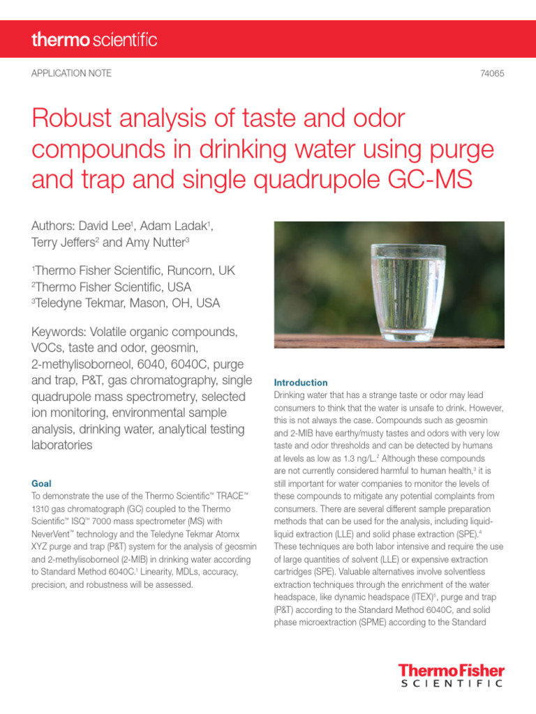 GC-MS Analysis of Water Odor Compounds | PDF | Gas Chromatography–Mass ...