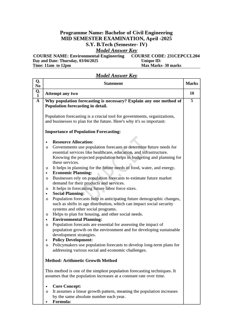 Environmental Engineering Exam Key | PDF | Water | Chlorine