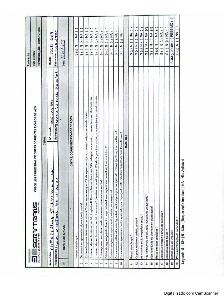 Check List - Cintas | PDF