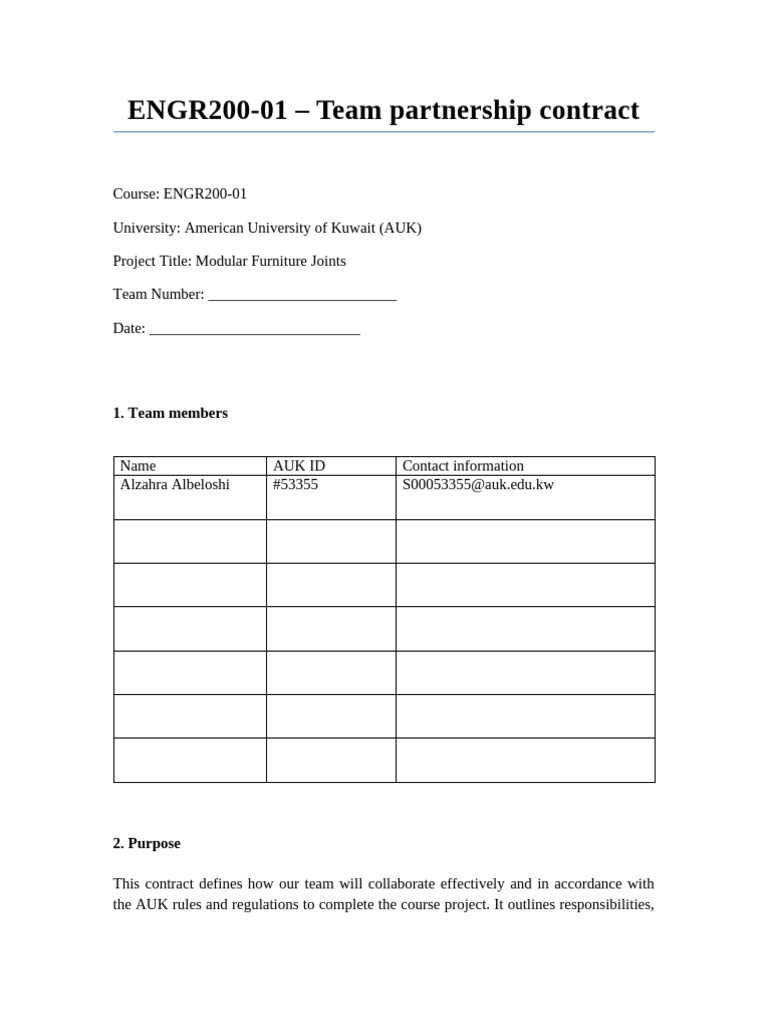 ENGR200-01 Partnership Contract | PDF | Consensus Decision Making ...