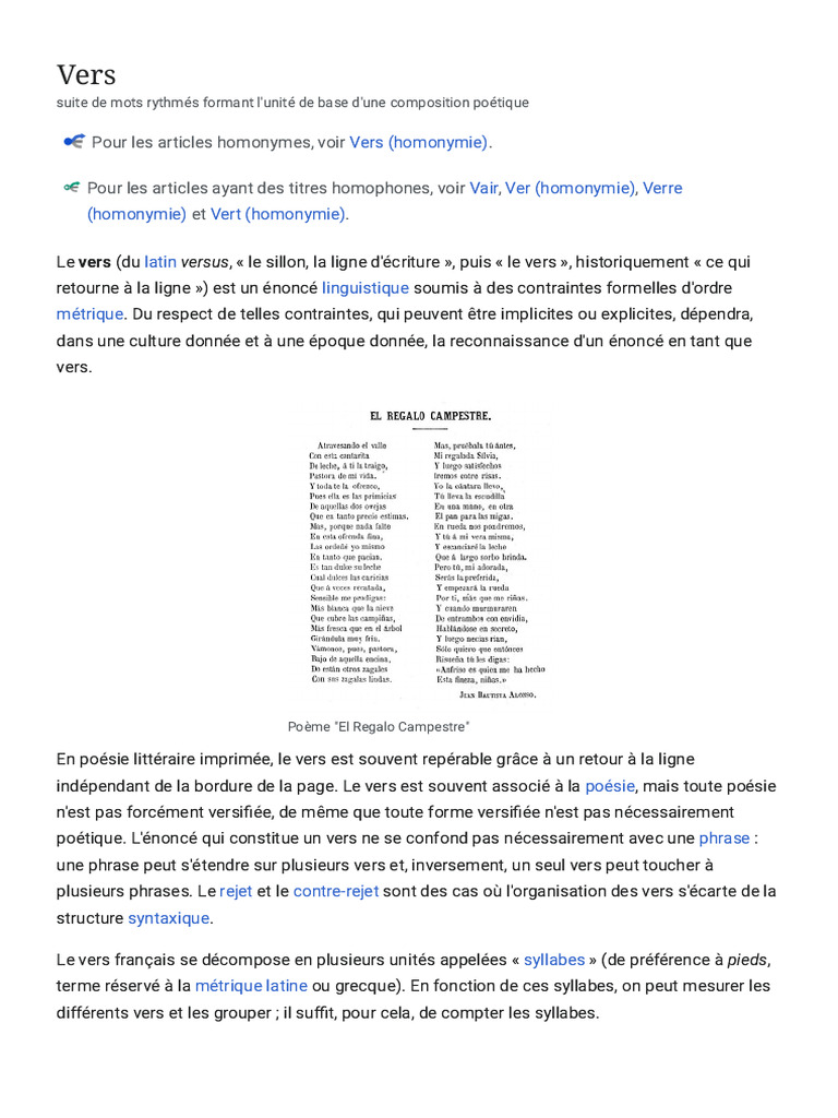 Définition et Types de Vers en Poésie | PDF | Poétique (discipline ...