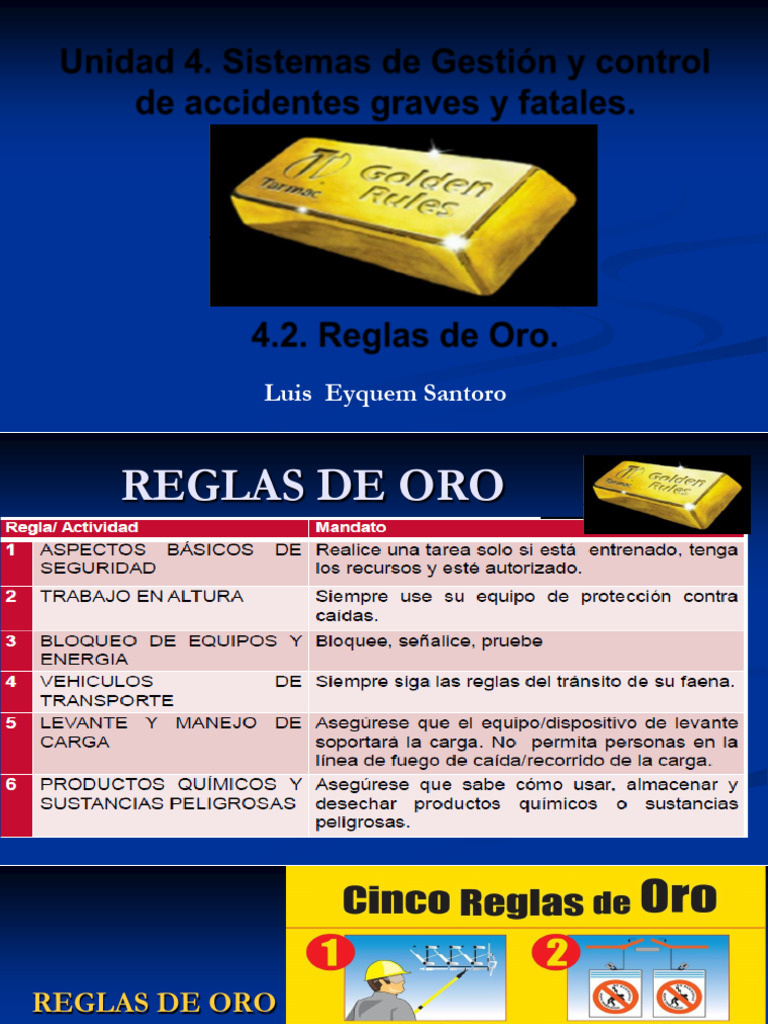 Reglas de Oro en Seguridad Laboral | PDF