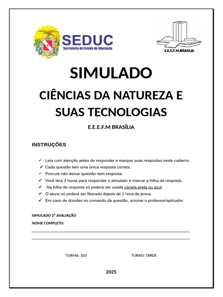 Simulado de Ciências da Natureza 2025 | PDF | Abiogênese | Vida