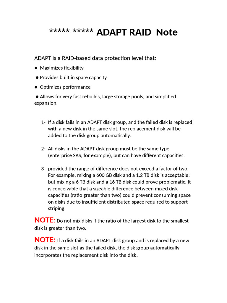 Adapt Raid Note | PDF | Hard Disk Drive | Disk Storage
