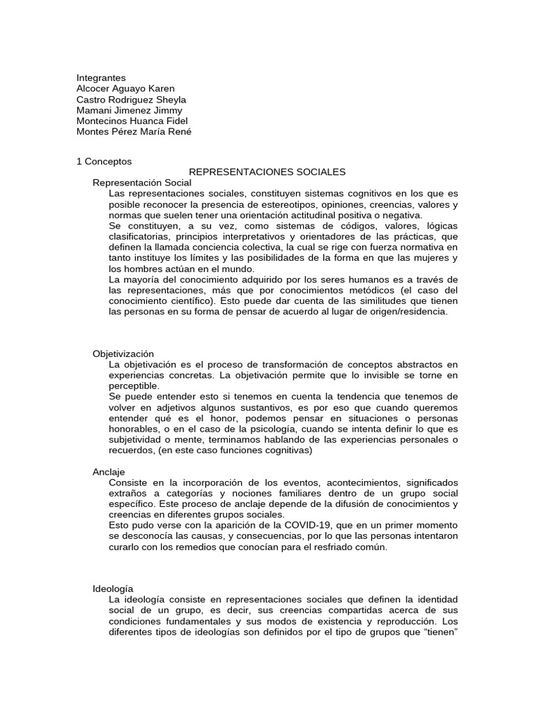 Teoría de Representaciones Sociales y Psicología | PDF | Ideologías ...