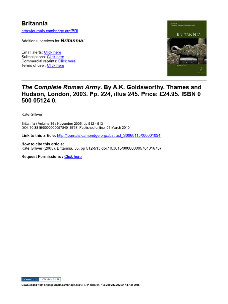 The Complete Roman Army by A K Goldswort | PDF | Gaul | Ancient Europe