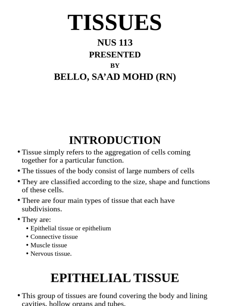 Nus 113 Lecture 3, 4 & 5 | PDF | Epithelium | Connective Tissue