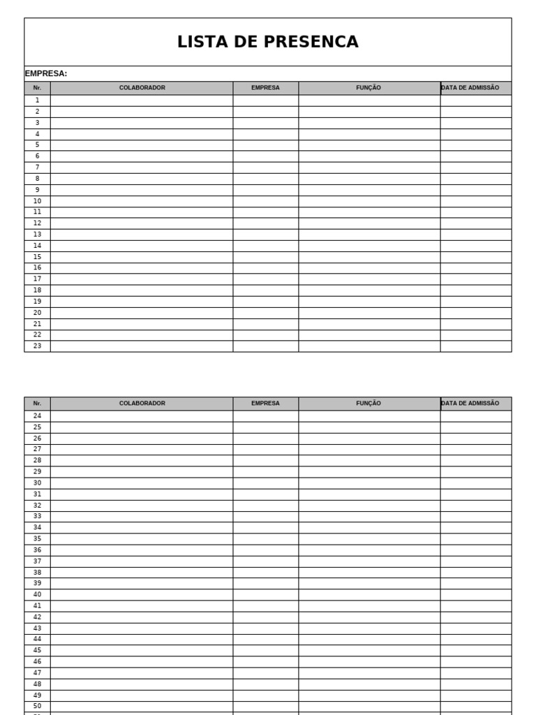 Lista de Presença de Colaboradores | PDF