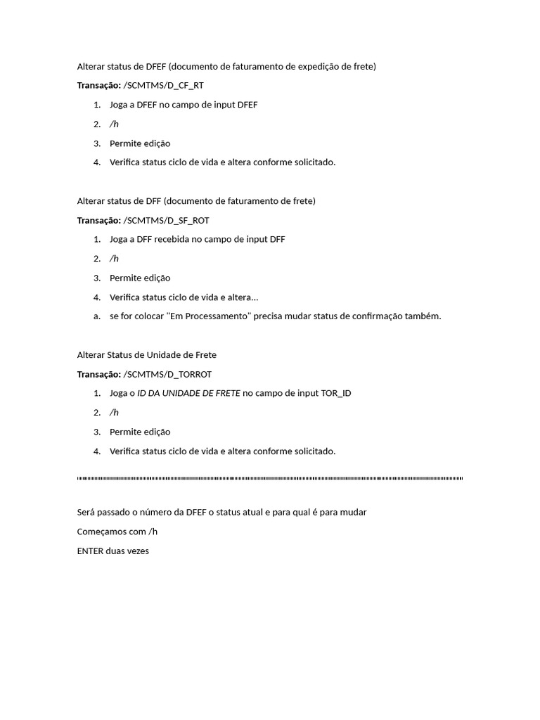 Como Alterar Status de DFEF e DFF | PDF