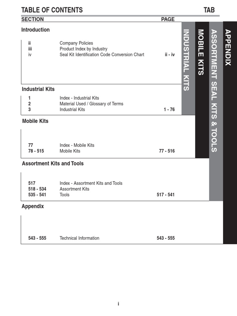 Comprehensive Seal Kits and Tools Guide | PDF | Materials | Chemical ...