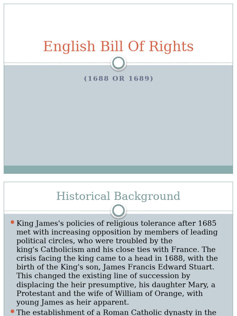 English Bill of Rights Overview 1689 | PDF | Monarchy Of The United ...