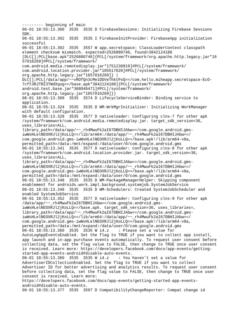 Com - Hello.miheapp - Secretspace Logcat | PDF | Java (Programming ...