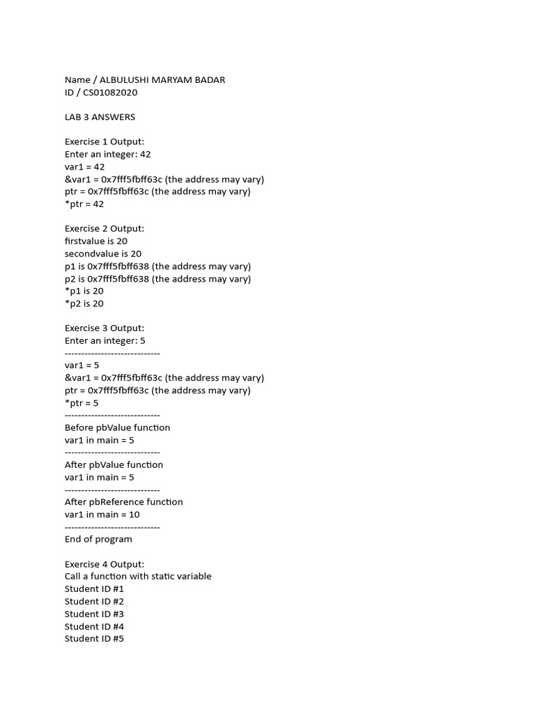 Programming Lab 3 - Albulushi Maryam | PDF | Computer Science | Systems ...